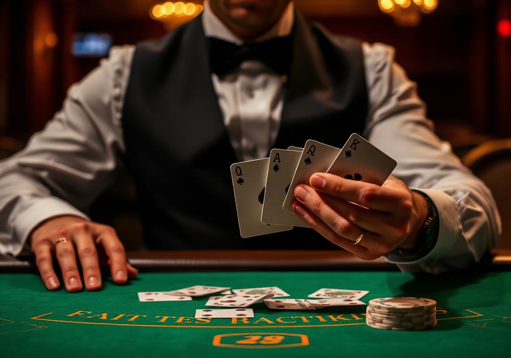 Volunteer dealer with cards
